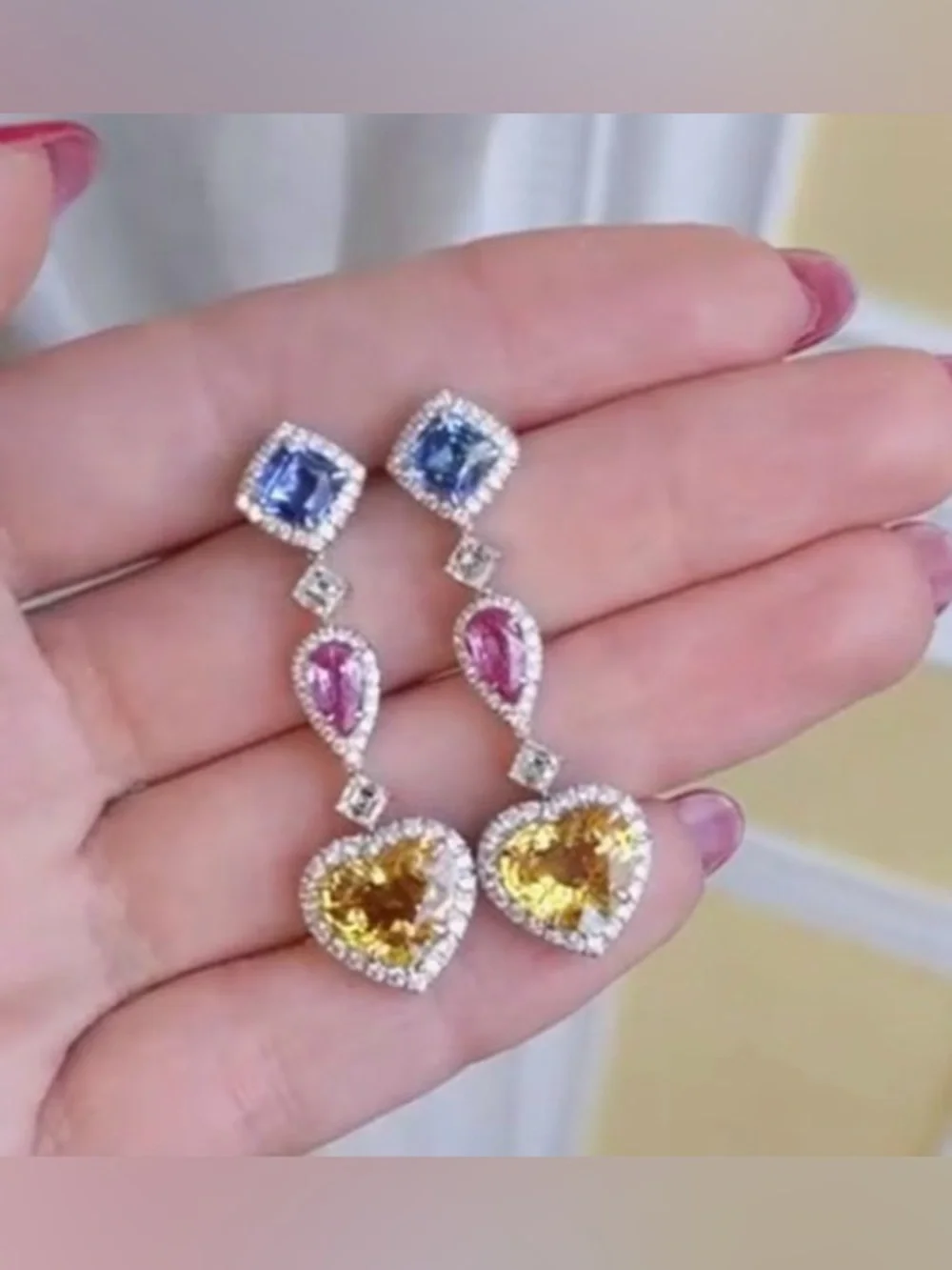 Multi-Color Gemstone Drop Earrings